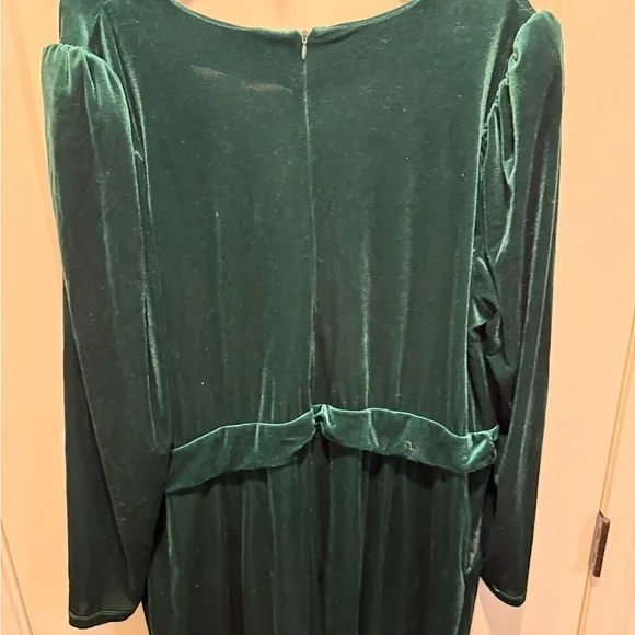 Eloquii Jumpsuit Deep Green Long Sleeve Dress - Picture 2 of 6